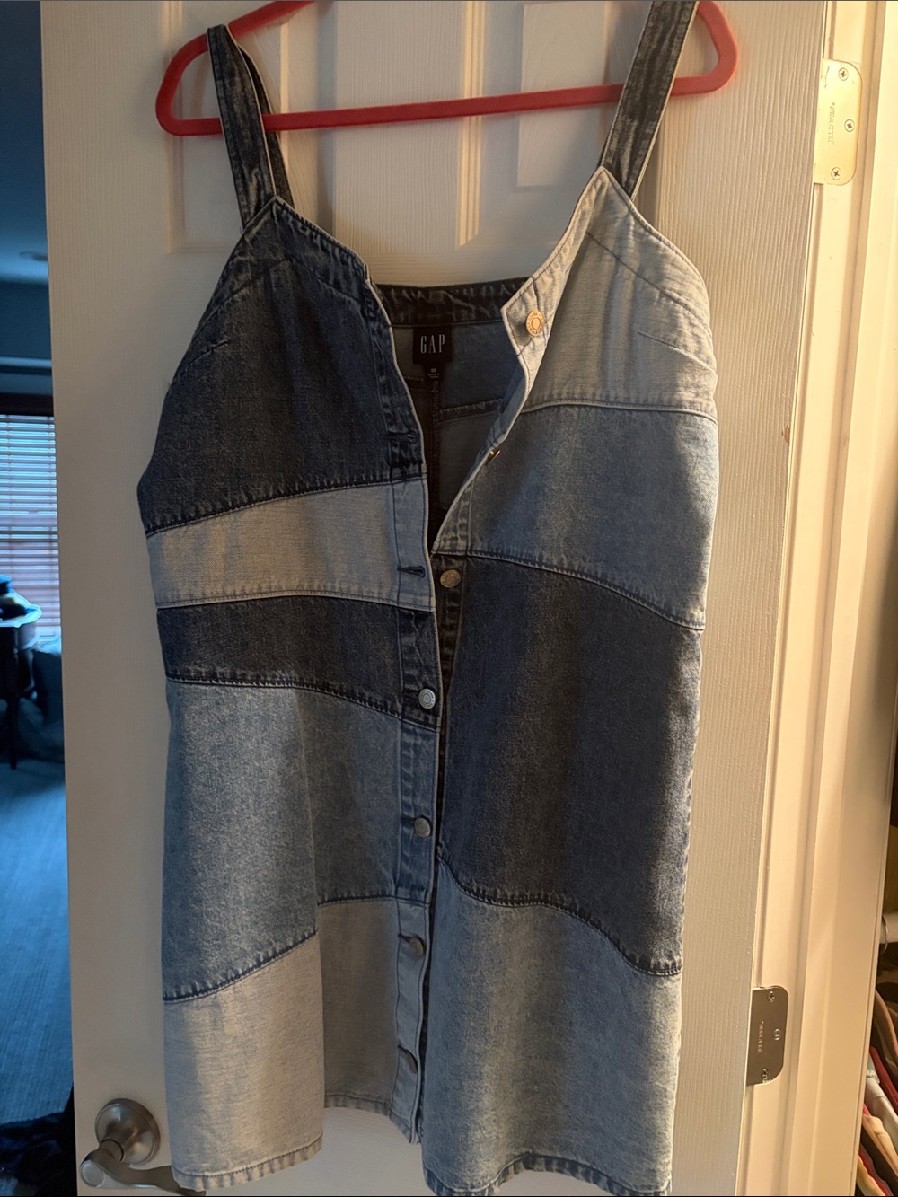 GAP Women's Two-Tone Patchwork Denim Overalls Dress